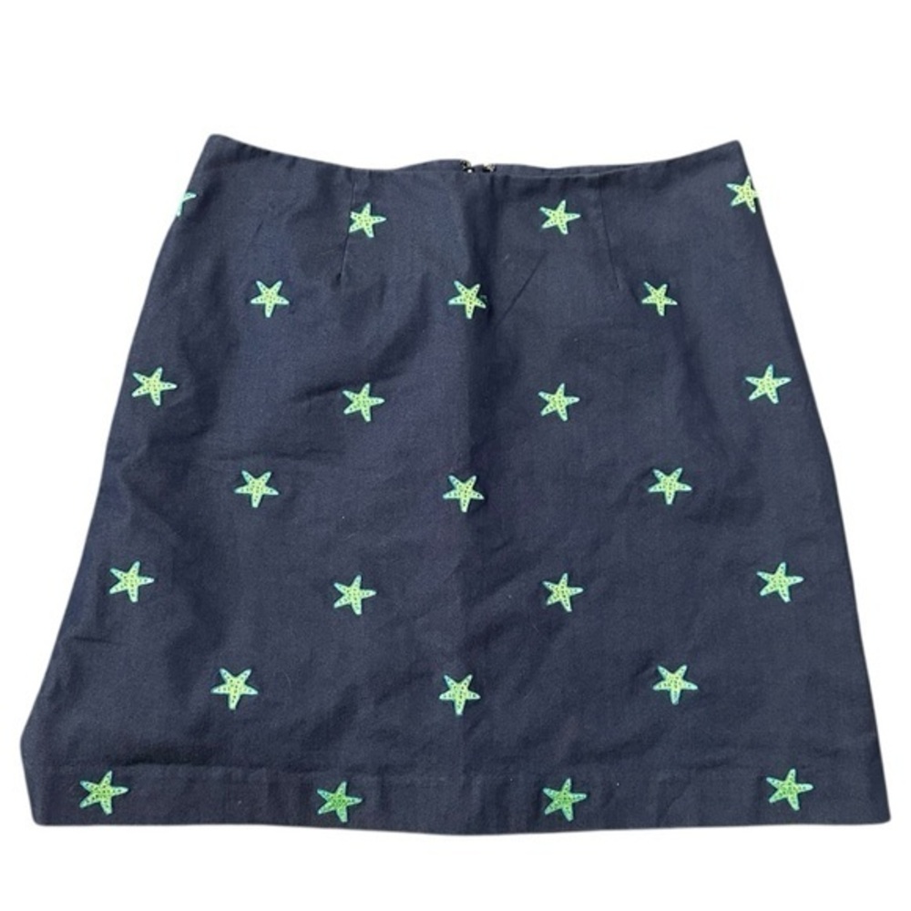 Lilly Pulitzer Vintage White Label 4 Navy Blue Green Starfish Embroidered Skirt - Picture 1 of 5